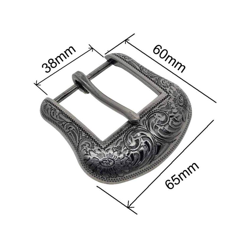 ToSSme Men Belt Buckles Silver Western Cowboy Buckles Set Belt Buckle (38mm Wide) - Image 3